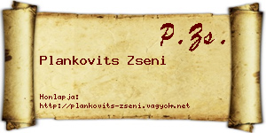 Plankovits Zseni névjegykártya